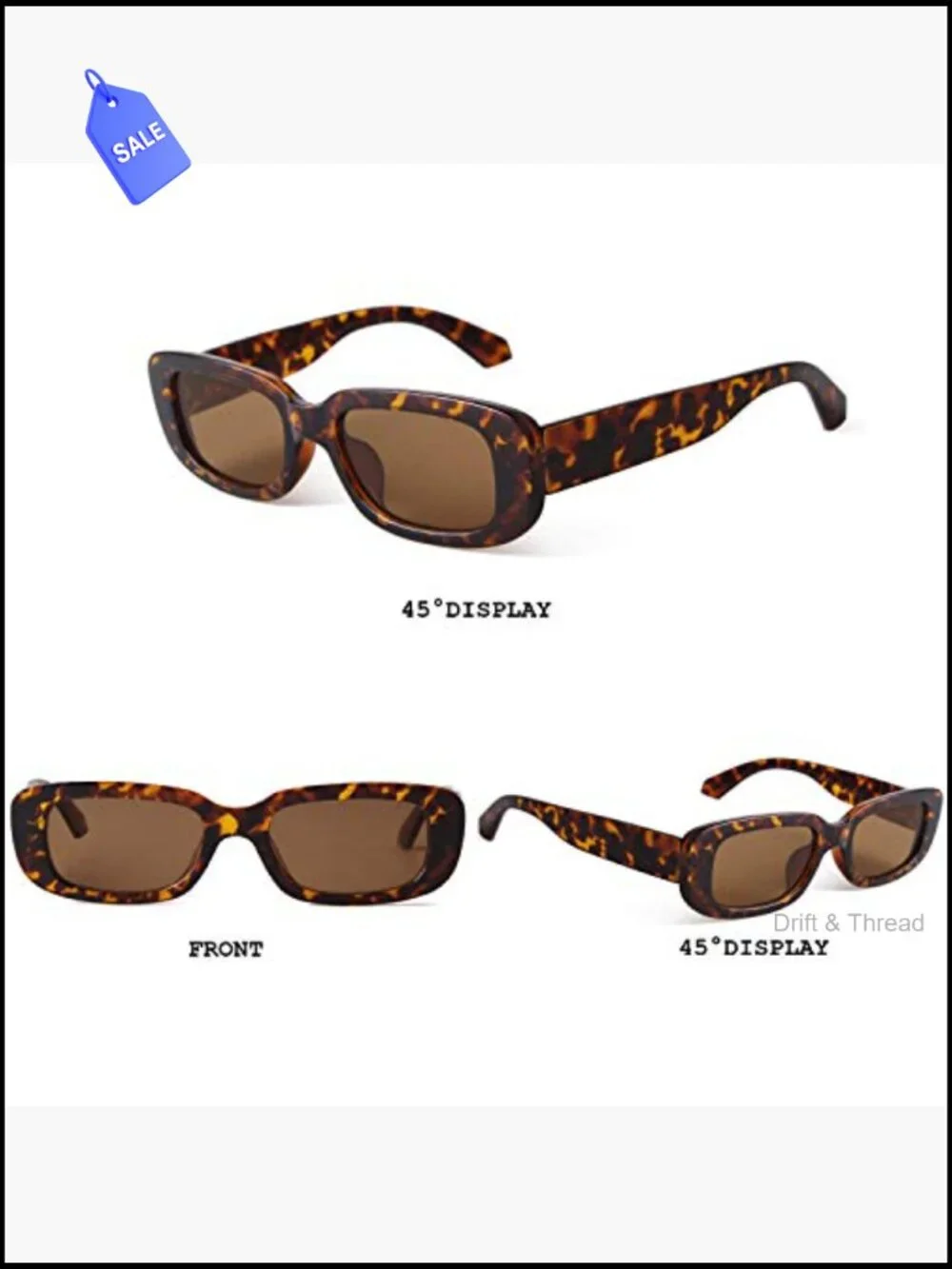 Retro Rectangle Sunglasses for Women Driving UV400 Protection